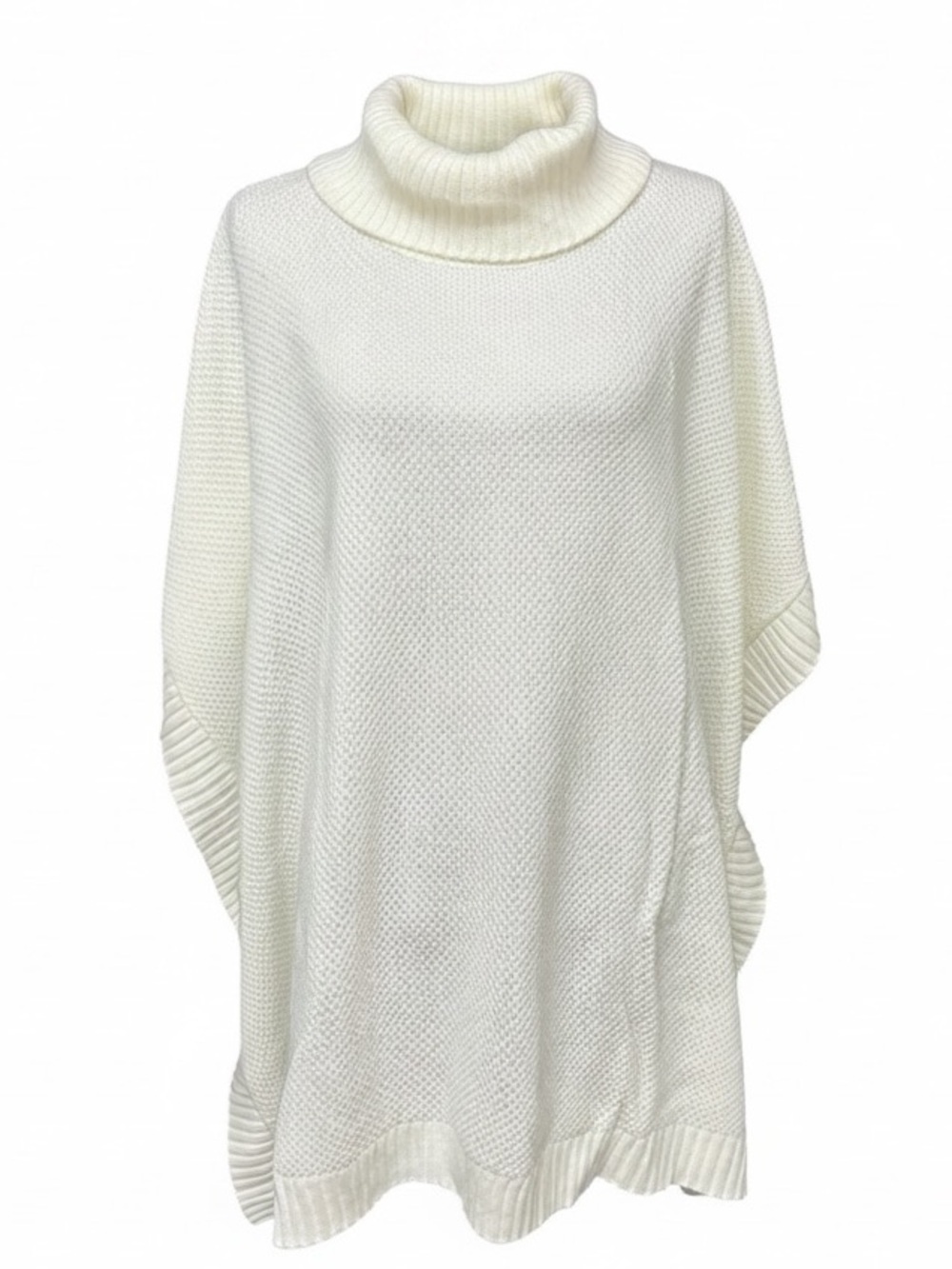 Loft Ivory Oversized Turtleneck Knit Poncho Size M L